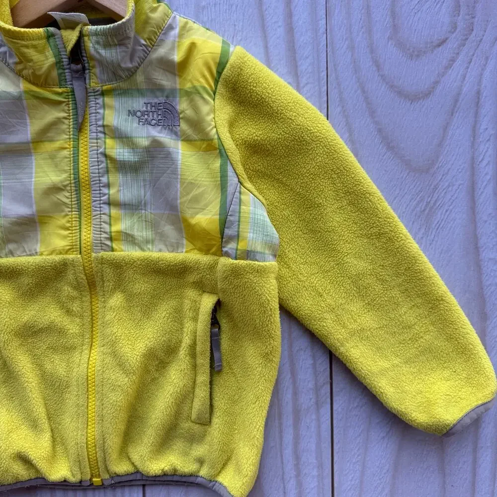 The North Face Plaid Denali Toddler 4/4T Fleece Polartec Full Zip Jacket Yellow